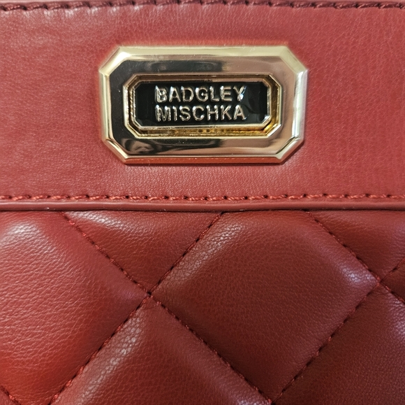 NWT! Badgley Mischka Quilted Red Mini Tote! - Picture 2 of 9